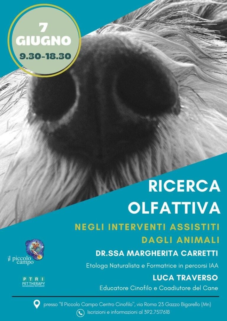 (Venerdì 7 Giugno 2024) Ricerca olfattiva negli interventi assistiti dagli animali